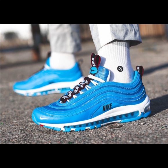 air max 97 blue hero on feet